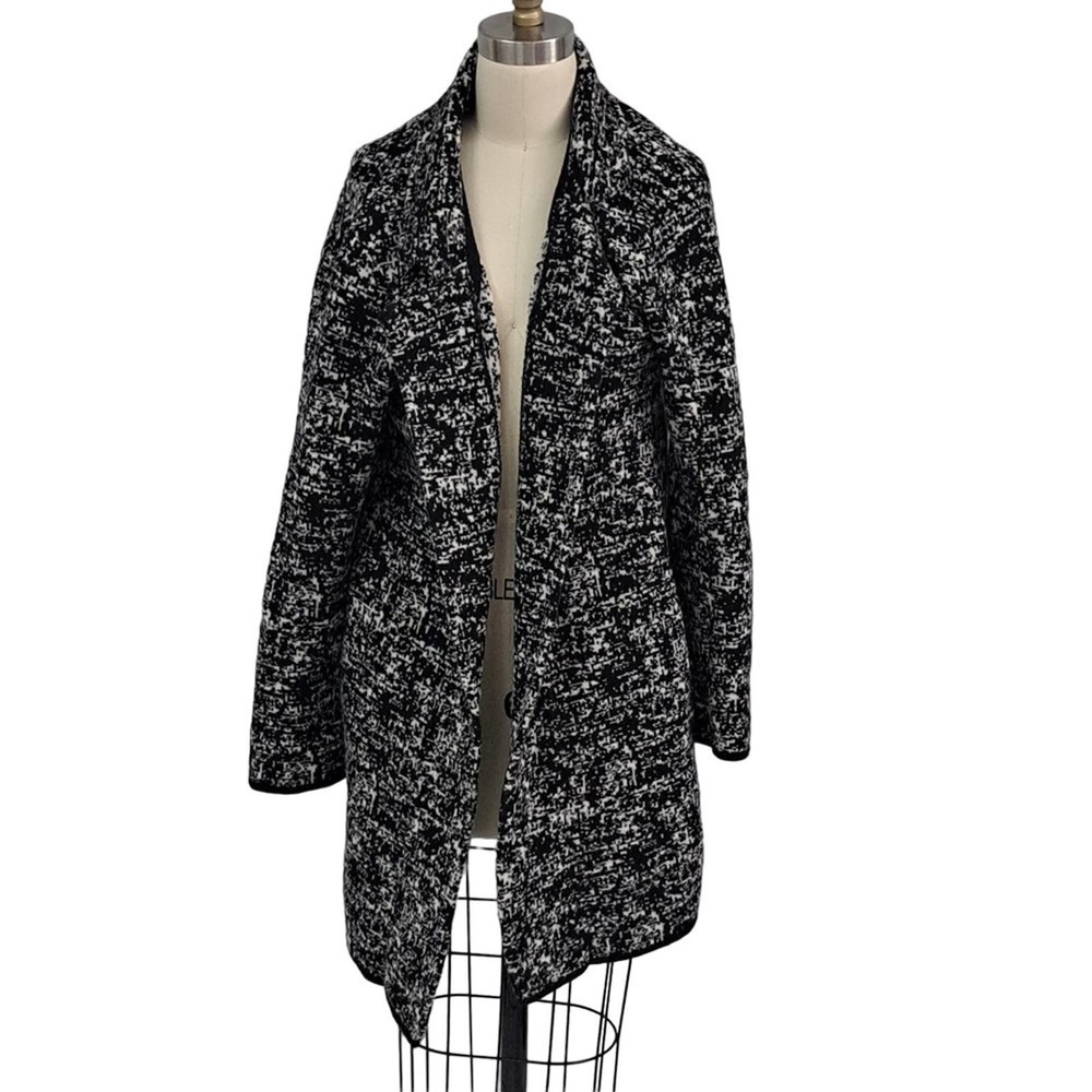 Chiaramente black & white wool Blend Coatigan L Made in Italy